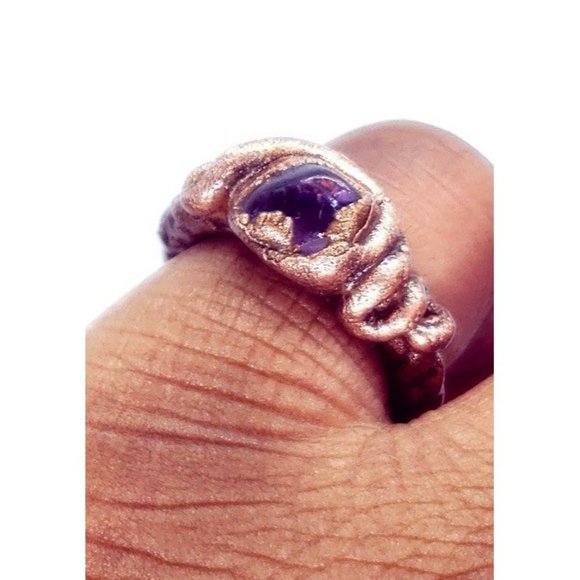 Purple fluorite crystal ring handmade size 4 - Picture 10 of 12